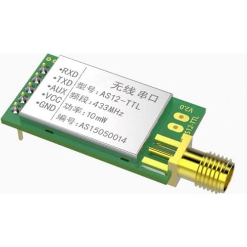 AS12-TTL-SMA CC1101 433Mhz Wireless Module Wireless Serial Port Low Power 433M 10mW Digital Smartphone Wireless Module AS12-TTL
