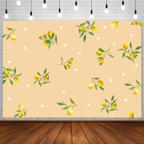 Avezano Lemon Backdrops Fruit Party Green Leaf Baby Portrait Photography Background Studio White Dots Decor Photozone Photophone