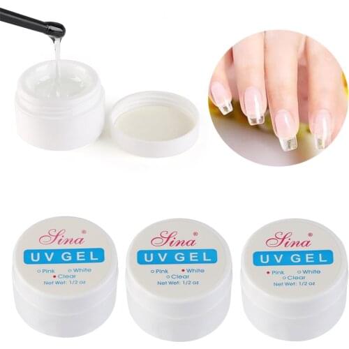 Nail art uv gel 3 colors clear white pink nail art primer base gel top coat builder tips decoration