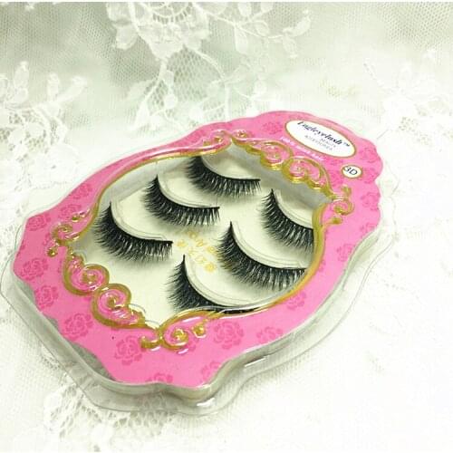 Free shipping 3pcs/lot 100% handmade real mink fur false eyelash 3D strip mink lashes thick fake faux eyelashes Makeup beauty W2