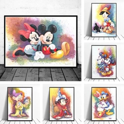 Disney Cartoon Mickey Mouse and Donald Duck Canvas Painting Posters and Prints for Children Room Wall Gift Decoration Cuadros