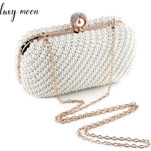 Womens Pearl Clutch Bags White Lady Day Clutches Evening Bag Elegant Party Wedding Purse and Handbags ZD1951
