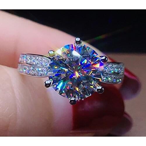 10K Au417 White Gold Women Wedding Party Engagement Ring 1 2 3 4 5 Carat Round Moissanite Diamond Ring Crown Trendy Classic Gift