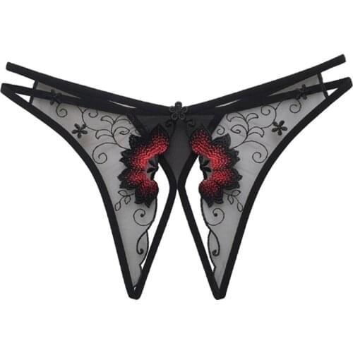 Lace Sexy Lingerie Women Sexy Crotchless Transparent Panties Low Waist Thongs G Strings Open Crotch Ladies Sex Underwear