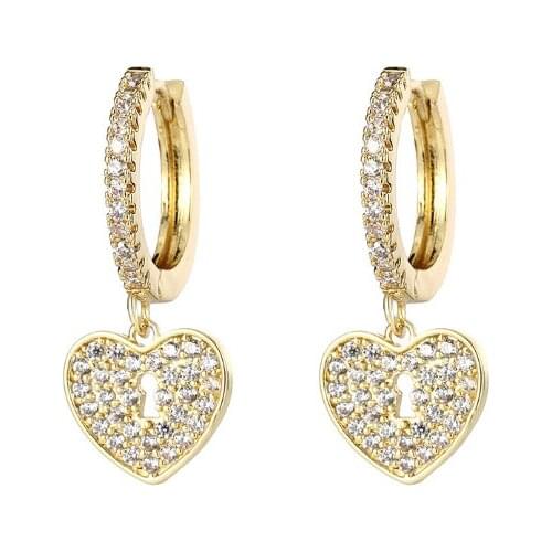 LOOXI Fashion Copper Inlaid Zircon Cute Love Heart Earrings Brilliant Crystal Lover Hoop Earrings For Women wedding Jewlery 2021