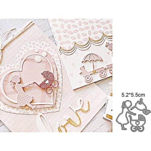 Little girl pushing a shopping metal cutting mold scrapbook embossed paper card photo album craft paper cutting 2021 new