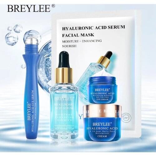 BREYLEE Hyaluronic Acid Series Face Mask Facial Eye Cream Serum Moisturizing Dry Rough Skin Care Whitening Essence Ageless Set