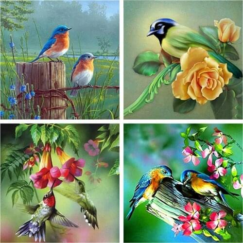 HUACAN Full Square/Round Diamond Painting Bird 5D DIY Diamond Embroidery Cross Stitch Animal Mosaic Flower Home Decor