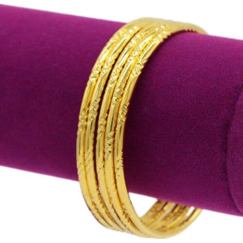 PINXUN 5pcs/lots Round Bangles Dubai Gold Color Ethiopian Bracelet Africa Arab Bride Wedding Bangles Jewelry Party gifts XTE21