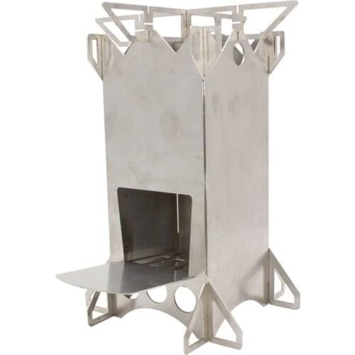 Portable Stainless Steel Folding Firewood Stove Collapsible Burning Rocket Stove For Outdoor Camping Hiking Picnic Cooking Stove