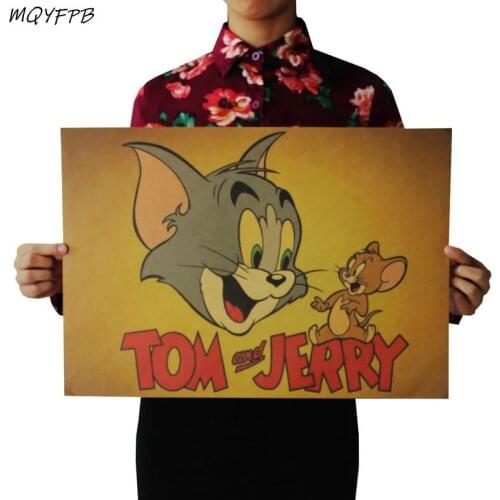 Cat And Mouse Animation Kraft Paper Poster Home Room Decoration Painting Wall Sticker50.5x35cm