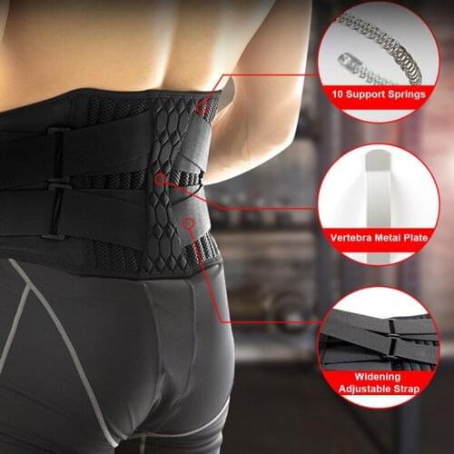 1PCS Lumbar Support Waist 10 Springs Trainer Sport Weightlifting Belt Adjustable Elastic Pressure Banded Fitness Lumbar Brace