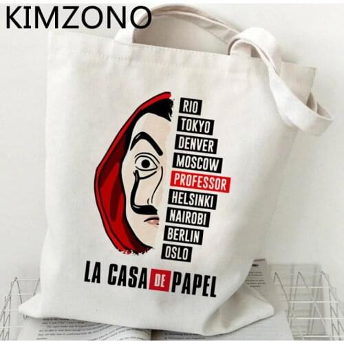 La Casa De Papel shopping bag bolsas de tela handbag recycle bag jute bag tote bag reusable jute sac cabas shoping sac tissu