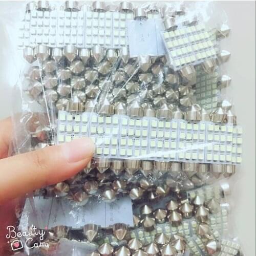 500 PCS C5W 12V 24V DC 3528 1210 16 SMD 31mm 36mm 39mm 41mm Festoon White Dome LED Reading Light Bulbs Led Roof Lights