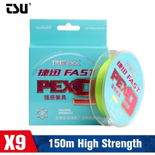 TSURINOYA High Strength 9 braid PE Fishing line FAST 150m Smooth Long Casting 9 Strands Weave 20-65lb Multifilament Fishing Wire
