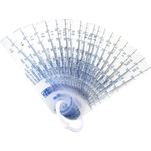 Uxcell 18 in 1 Plastic Feeler Gauge 0.05-1.5mm Thickness Gap Filler Measuring Tool for Gap Width Designers Engineers 1Pcs