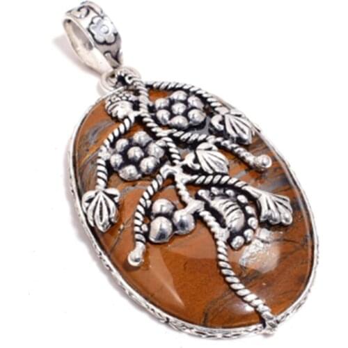 Iron Tiger Eye Pendant Silver Overlay over Copper , 66 mm, FRP0276