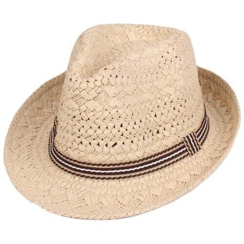 Handmade paper straw hat womens summer sun hat bow wide grass womens Beach Outdoor holiday beach sun hat Parent-child hat