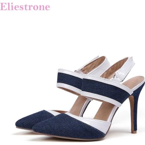 Brand New Summer Sweet Black Blue Women Casual Sandals Super High Thin Heels Lady Shoes SX1 Plus Big Small Size 12 30 43 47