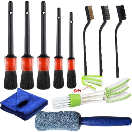 10 Pcs Detailing Brush Set Dirt Dust Clean Brushes Car Cleaning Brush for Interior Dust Remove Exterior Leather Air Vents Clean