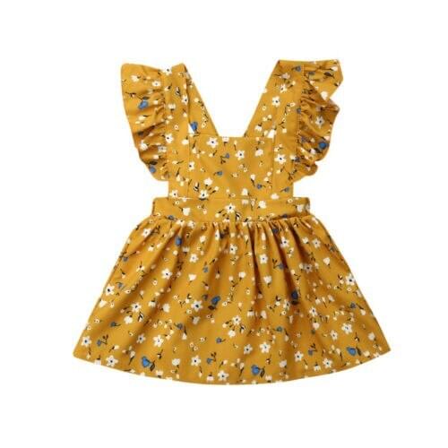 2019 Summer Toddler Baby Girls Yellow Princess Dress Kids Sleeveless Party Causal Dresses
