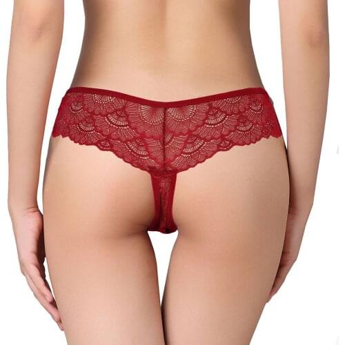 3pcs/lots Sexy Womens Panties Thong Full Lace Panties Tanga Transparent Underpants G String Hollow Out Low-Rise Female Lingerie