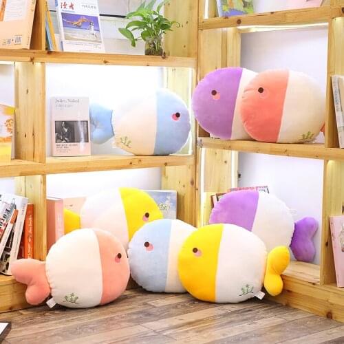 45cmplush cute Seaweed Colorful Fish soft decoration Favorite Pillow good quality Baby soothing doll christmas festival gift kid