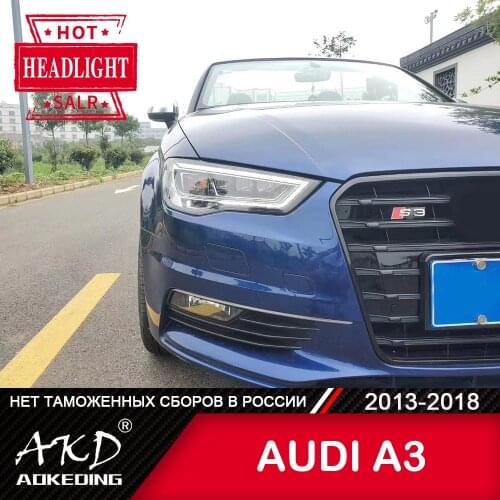 For Car AUDI A3 Head Lamp 2013-2018 Car Accessory Fog Lights Day Running Light DRL H7 LED Bi Xenon Bulb AUDI A3 Headlights