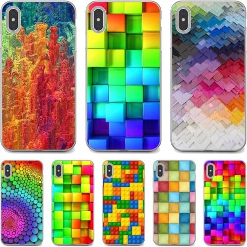 Blocks-rainbow-3d-graphics-cubes-Pattern Phone Covers For Huawei Mate 20 30 40 7 8 9 10 Lite Pro P Smart 2018 2019 Plus G7 G8
