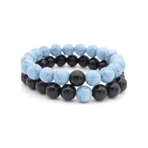 8mm 4hft3 men women agate Onyx turquoise Bracelet elastic energy Healing Balance Prayer Reiki Chakra Buddha Yoga Bangles