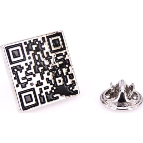 Mens Brooch Scarf Hat Accessories Silver QR Code Neckpin Badge Pin Woman Wedding Couple High Quality Jewelry Gifts