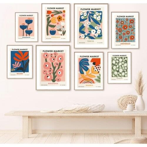 Colorful Modern Flower Market Copenhagen Tokyo Wall Art Canvas Painting Nordic Posters And Prints Decor Pictures For Living Room