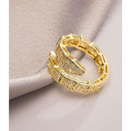 Fashion Green Pave Shell Cubic Zirconia Open Adjustable Gold Color Finger Rings for Women Party Gift Jewelry FL1423 Anillo Bague