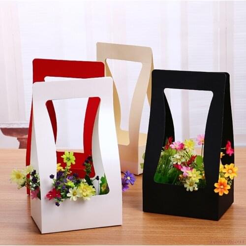 3Pcs Flower Basket Presents Packaging Gift Box Bouquet Paper Portable Flower Box For Wedding Flower Boxes Florist Supplies