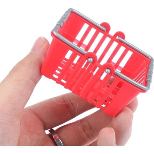 1PC Shopping Basket Pretend Play Toys Kids Mini Supermarket Shopping Hand Basket Model Doll House Miniature For Dollhouse Decor