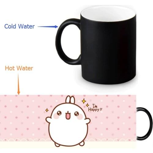 Beautiful Molang rabbit Magic Color Changing Coffee Mug Magic Milk Mugs 350ml/12oz Tea Mug Halloween Gift