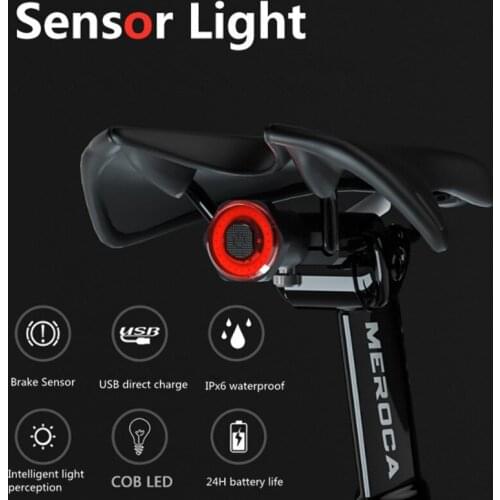 MEROCA Bicycle Taillights Intelligent Sensor Brake Lights USB Charge Road Bike MTB Rear Taillights