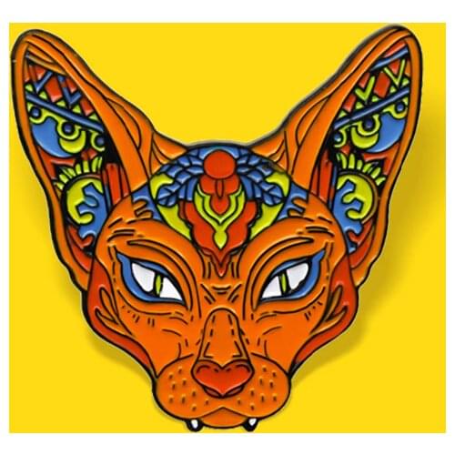 Cute Hairless Cat Enamel Pin Custom Orange Pharaoh Cat Animal Brooches Creative Bag Lapel Pin Badge Jewelry Gift for Friends