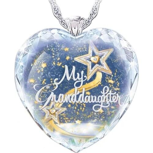 Fashion crystal glass star pattern heart-shaped pendant necklace jewelry popular simple personality exquisite all-match jewelry