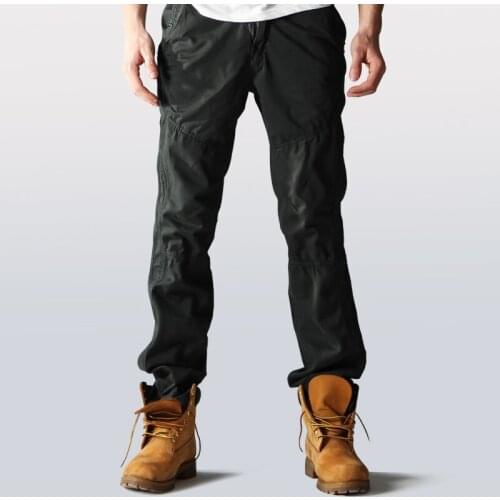 Mens Cotton Retro Straight Trousers Safari Style Pockets Casual Pants Military Outside A30