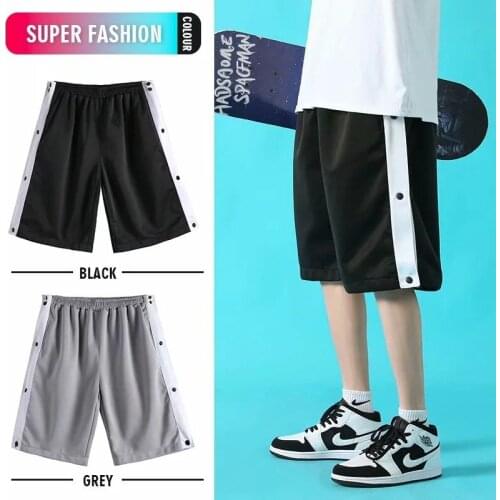 2021 Summer New Side-breasted Thin Shorts Mens Casual Loose Trend Sports Five-point Basketball Pants Running Shorts Sweatpants