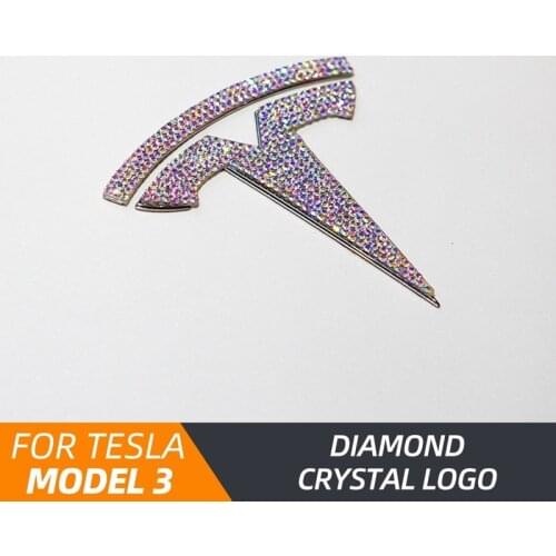 4pcs Crystal Logo Sticker for Tesla Model 3 Model S Model X Front Rear Tailgate Steering Wheel T Stickers Rhinestone Decoration