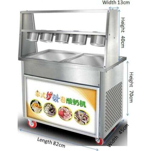 Full Stainless steel One pan flat Fried Ice cream machine ice pan maker Fry ice cream roll pan machine