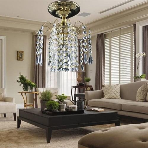 Modern gold color plated crystal lustre Ceiling Lights E27 Plafonnier LED ceiling Lamps Luminaire For Living Room bedroom hotel