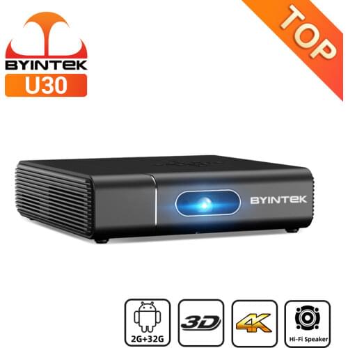 BYINTEK U30 Full HD 1080P 3D Android Portable Mini Smart Beamer 300inch Projector Proyector for Smartphone 4K Cinema