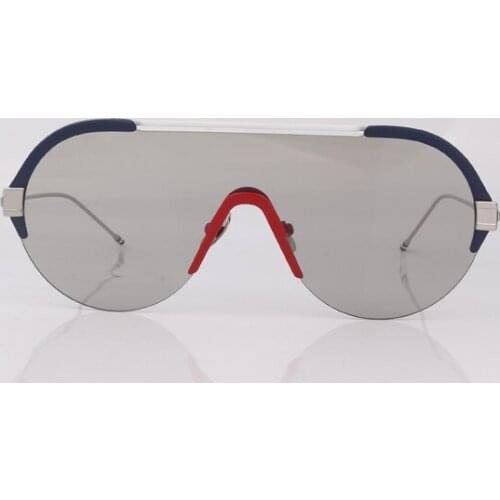 Flat top big frame sunglasses for men Silver mirror lenses mask sunglasses women