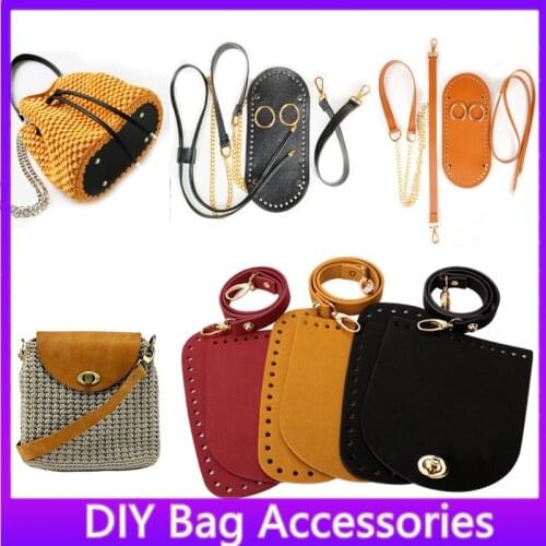 Hand-Made Shoulder Bag Bottom Cover Straps Zine-Alloy Set Accessories DIY Needle Hook Fujibara Woven Bucket bag strap 2 Styles