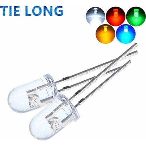 100pcs High quality Transparent Round 5mm Super Bright Water Clear Green Red White Yellow Blue Light LED Bulbs Emitting Diode
