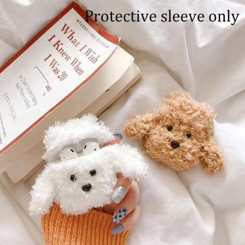 Protective Case Cute Dog For Air-Pods 1/2 pro Case Knitted Plush Anti-lost Protective Cover Skin Case Airpods Accessories