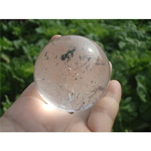 GREEN PHANTOM! Natural Clear White Quartz Crystal Sphere Ball Healing 230g